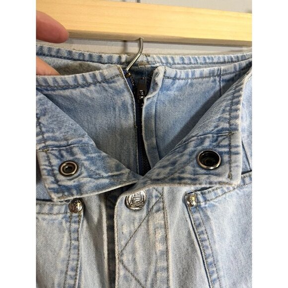 Retro Denim Skort 10 Blue Light Wash Sostanza Y2K Boho Western Chic Classic 80s - Picture 10 of 12